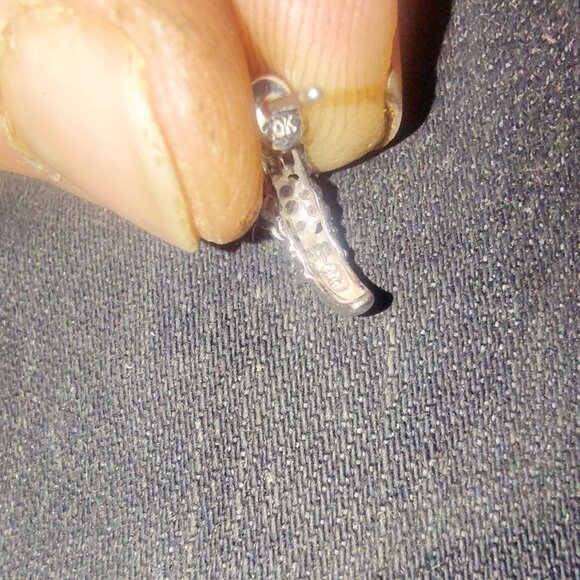 18k Dimond white gold hoop earrings - Picture 2 of 3